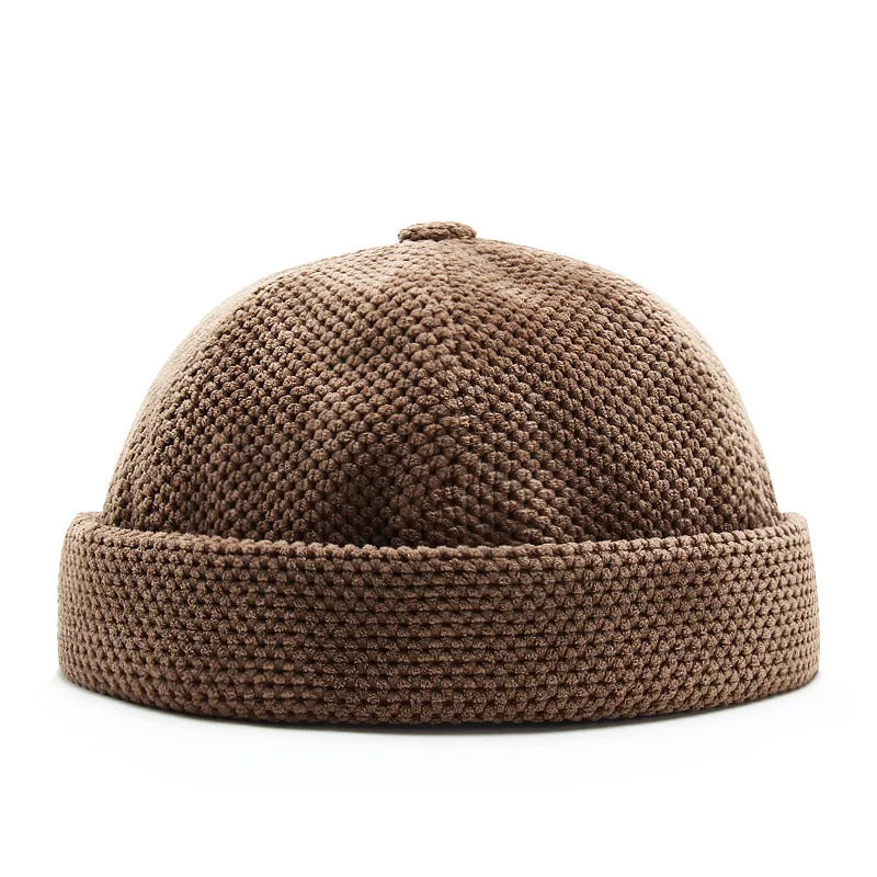 Retro Dome Docker Cap – Vintage Cotton Brimless Skullcap for Men & Women