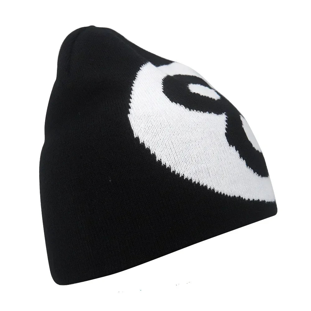 Y2K Letter Cargo Beanie – Polyester Knit Skull Cap for Men & Women