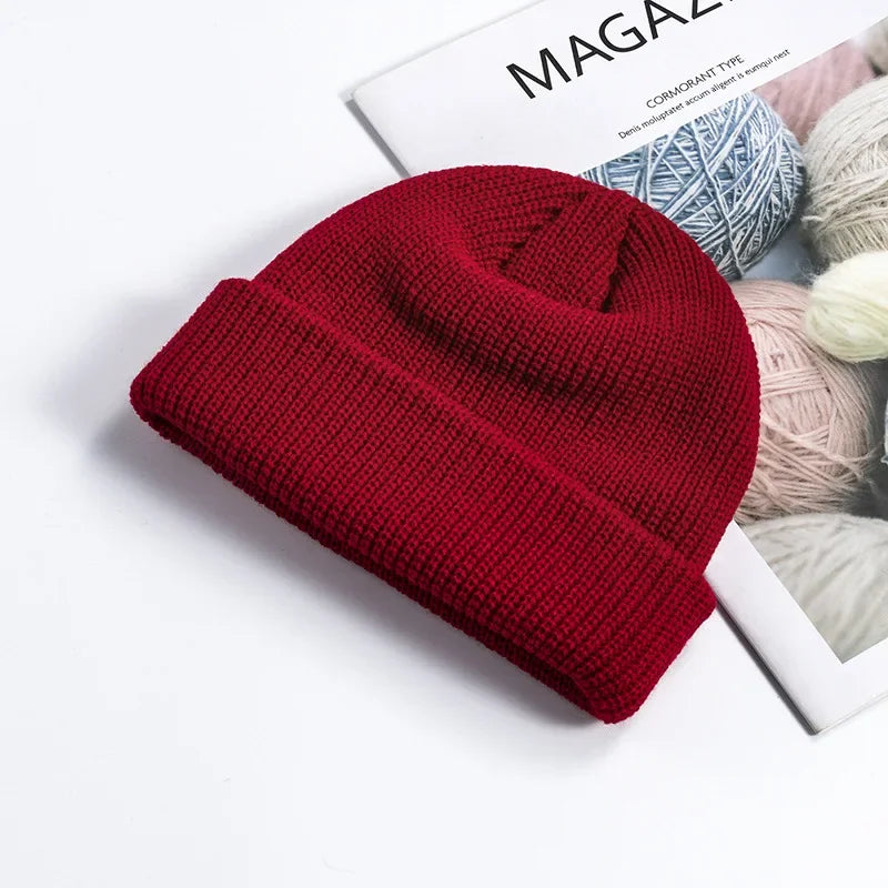 Korean Woolen Guapi Cap – Acrylic Knit Skull Cap for Men & Women