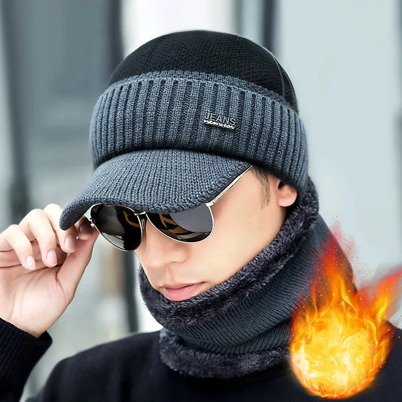 Thick Fleece Acrylic Beanie – Warm Polyester Knit Hat for Men & Women