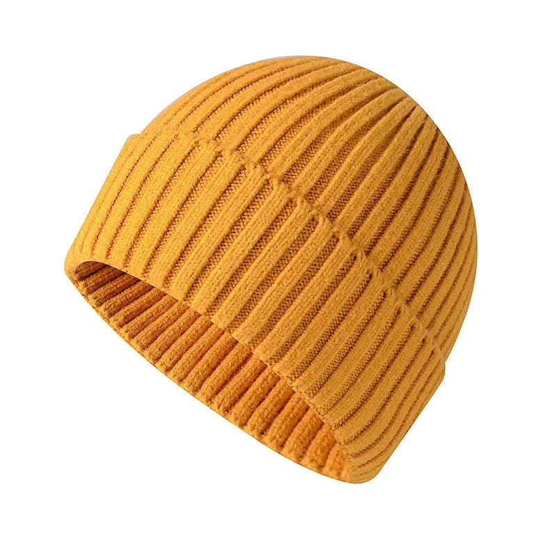 Warm Knitted Winter Hat – Windproof Cotton Ski Beanie for Women