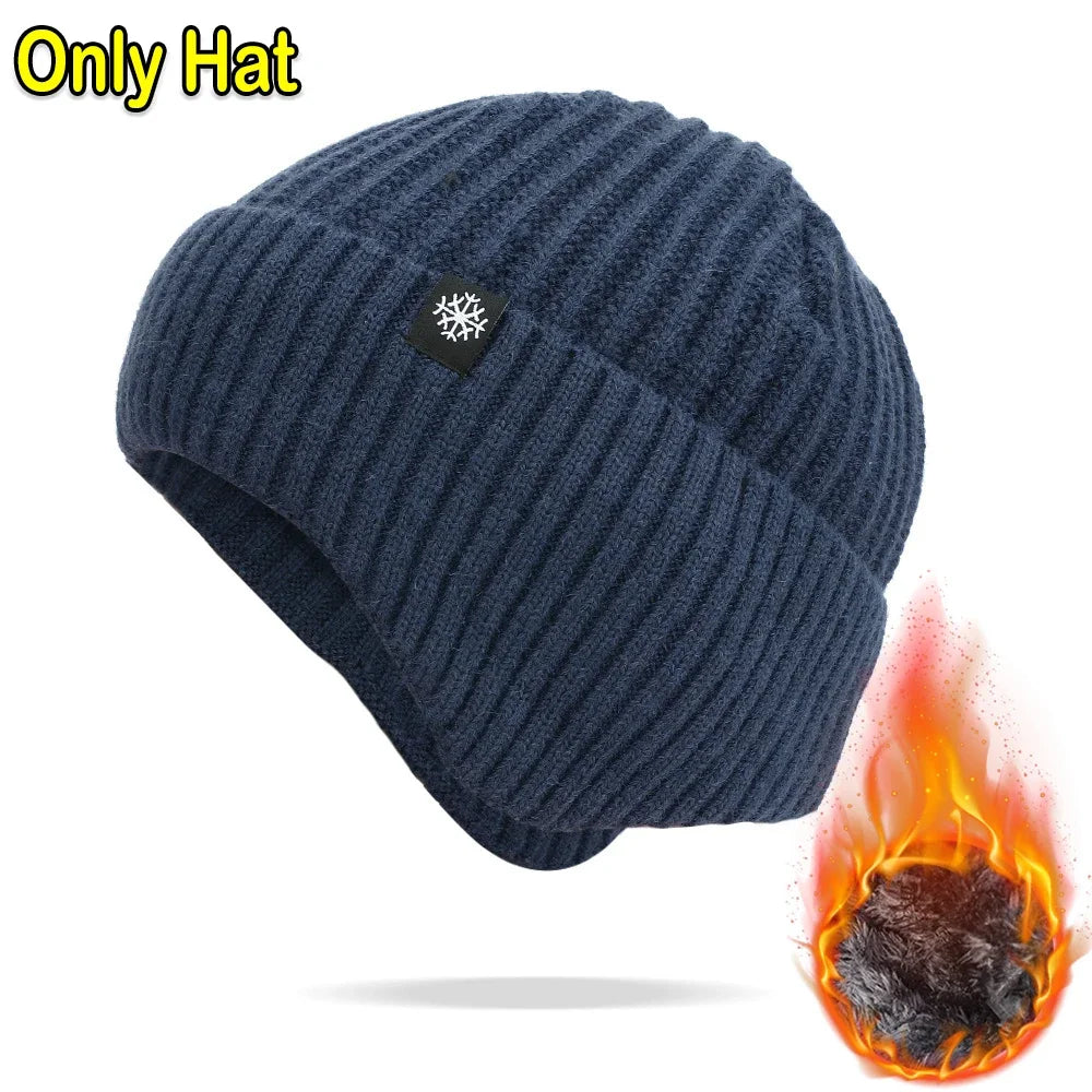 Fur-Lined Bomber Beanie – Rayon Acrylic Thick Plush Ear Protection Knit Hat for Women