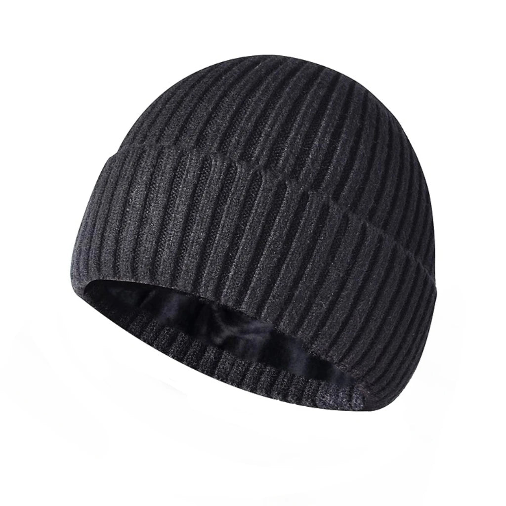 Velvet-Lined Beanie – Soft Luxury Knit Winter Hat for Men & Women