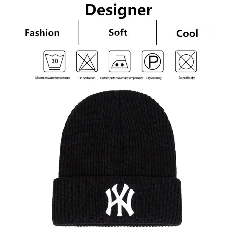Embroidered Letter Beanie – Monogram Knit Winter Hat for Men & Women