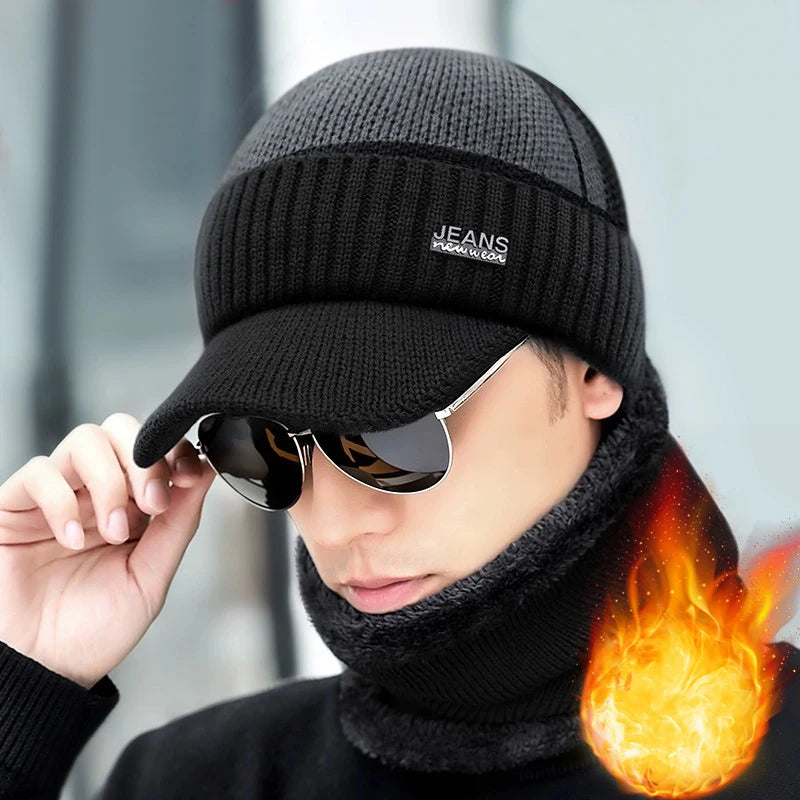 Thick Fleece Acrylic Beanie – Warm Polyester Knit Hat for Men & Women