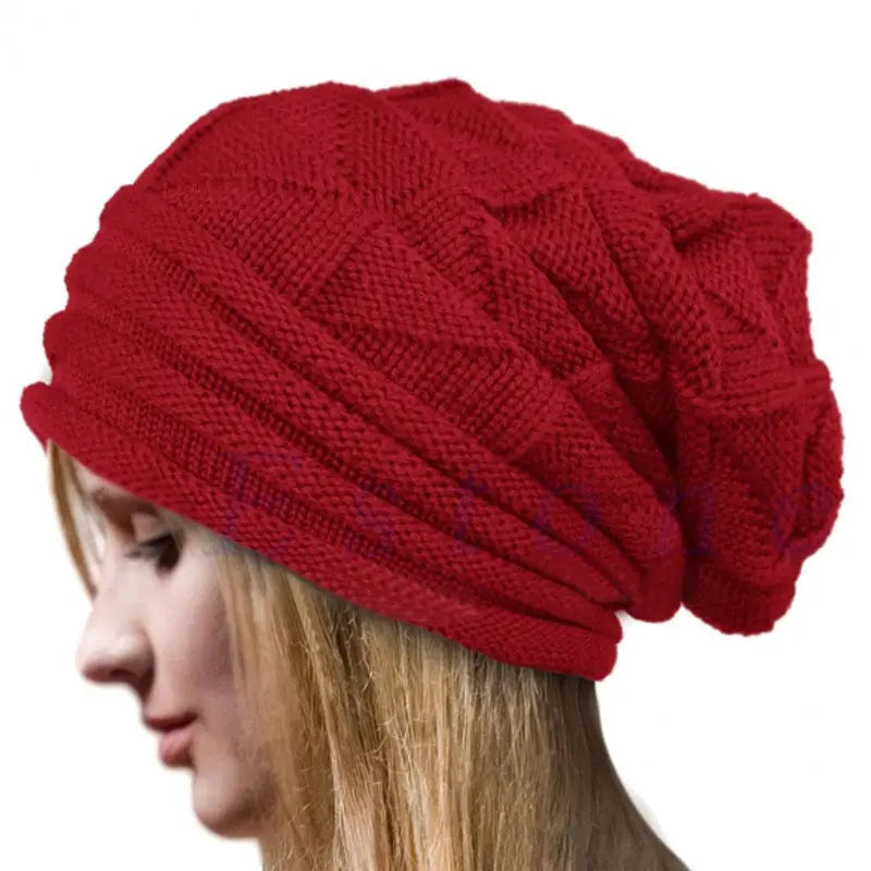 Oversized Baggy Beanie – Slouchy Cotton Acrylic Knit Hat for Women