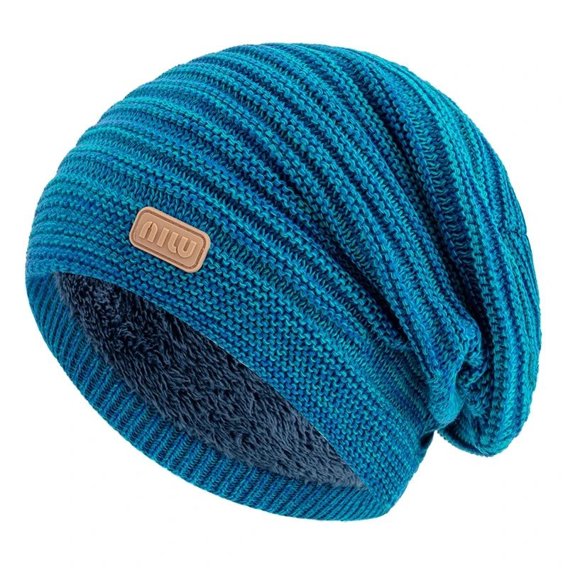 Fur-Lined Slouchy Beanie – Plush Fur Interior Oversized Knit Hat for Men & Women