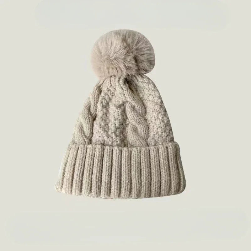 Twist Knit Winter Beanie – Warm Polyester Acrylic Hat for Women
