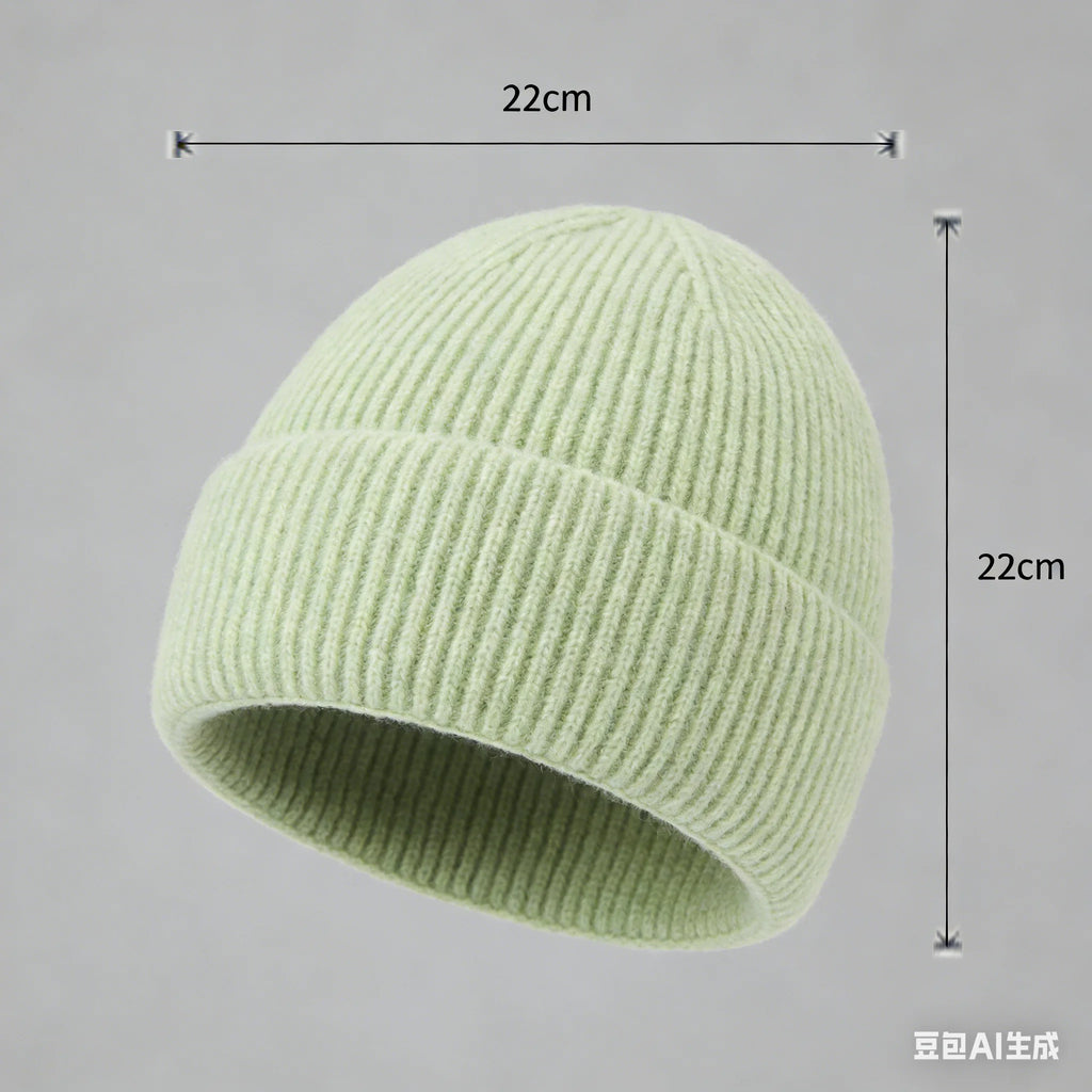 Wool Melon Beanie – Cotton Polyester Warm Knit Skull Cap for Men & Women