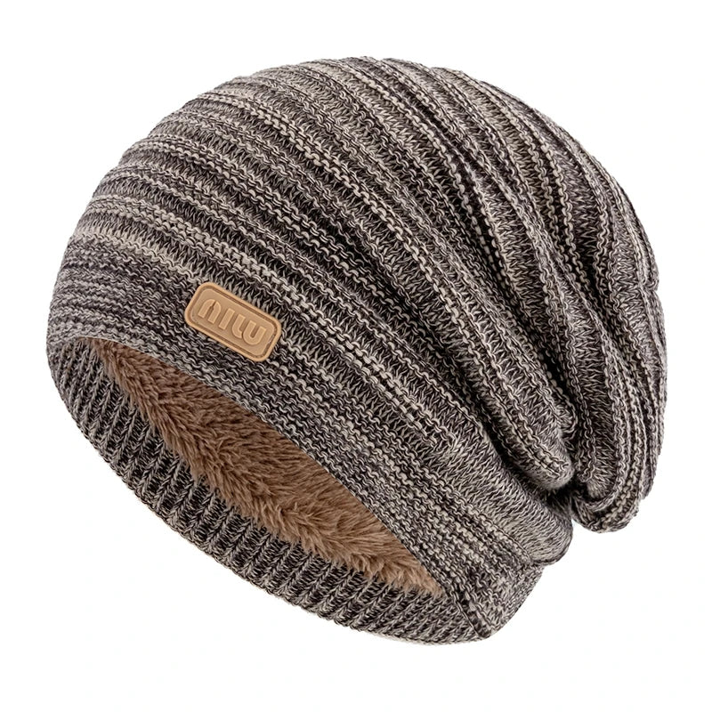 Fur-Lined Slouchy Beanie – Plush Fur Interior Oversized Knit Hat for Men & Women