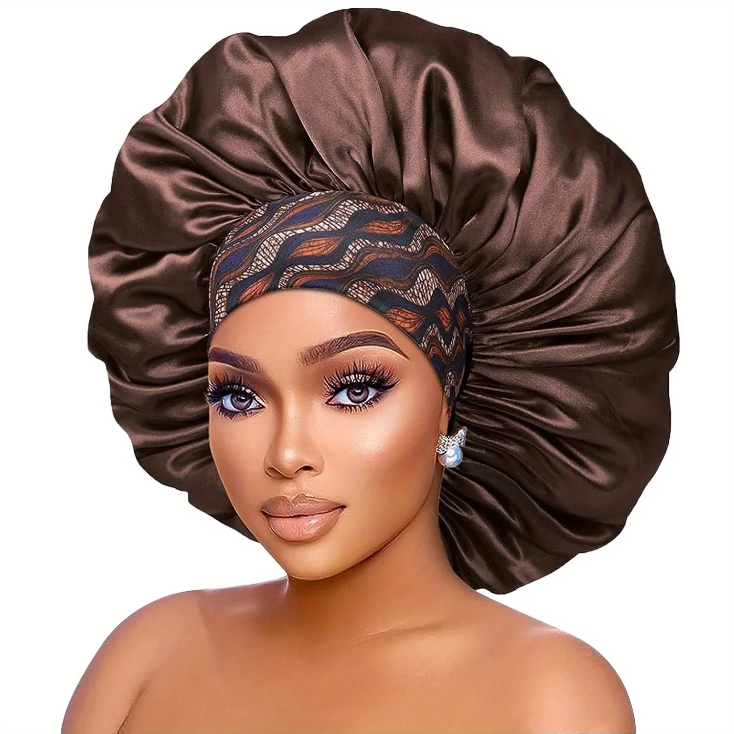 Flower Print Satin Bonnet – Silk Sleep Cap for Women