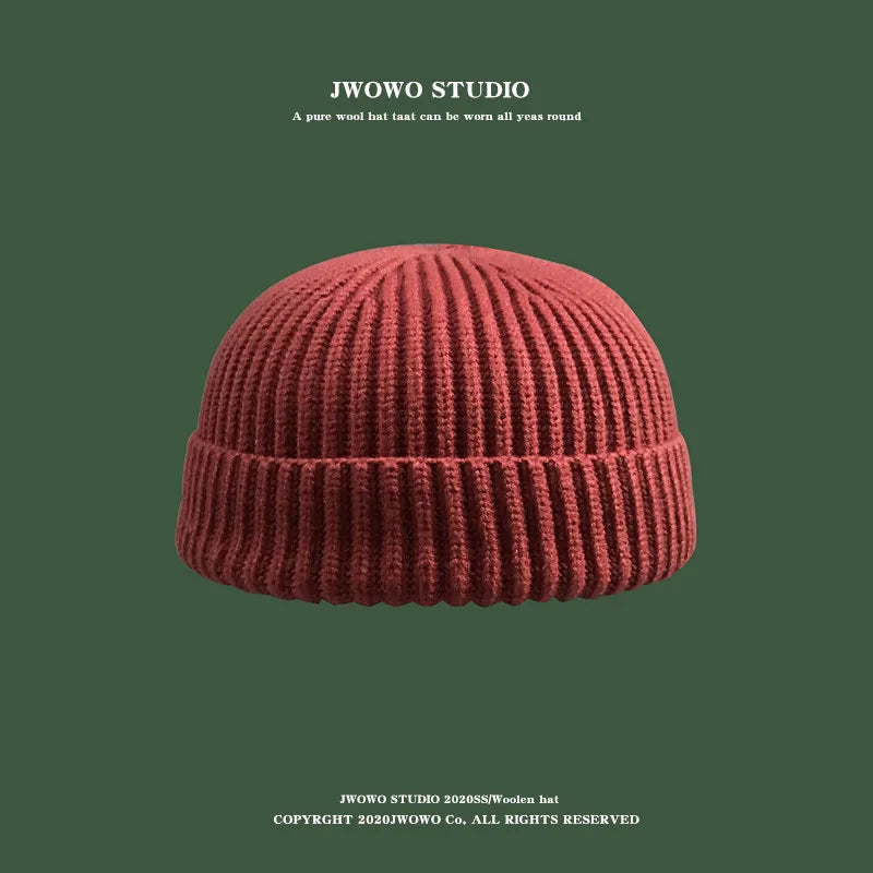 Wool Melon Beanie – Cotton Polyester Warm Knit Skull Cap for Men & Women