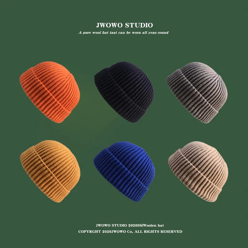 Wool Melon Beanie – Cotton Polyester Warm Knit Skull Cap for Men & Women