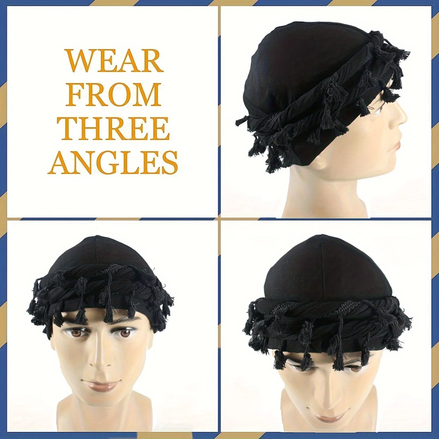 Vintage Turban Head Wrap – Polyester Multifunction Tatted Head Wrap for Men & Women