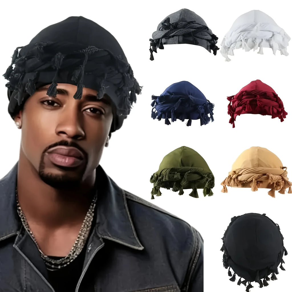 Vintage Turban Head Wrap – Polyester Multifunction Tatted Head Wrap for Men & Women