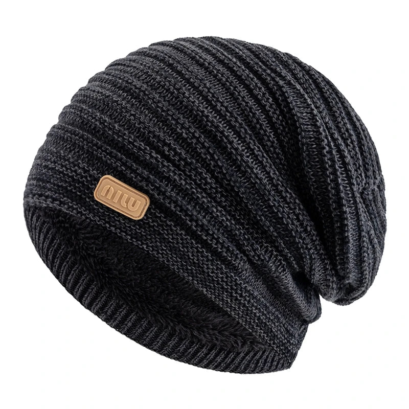 Fur-Lined Slouchy Beanie – Plush Fur Interior Oversized Knit Hat for Men & Women
