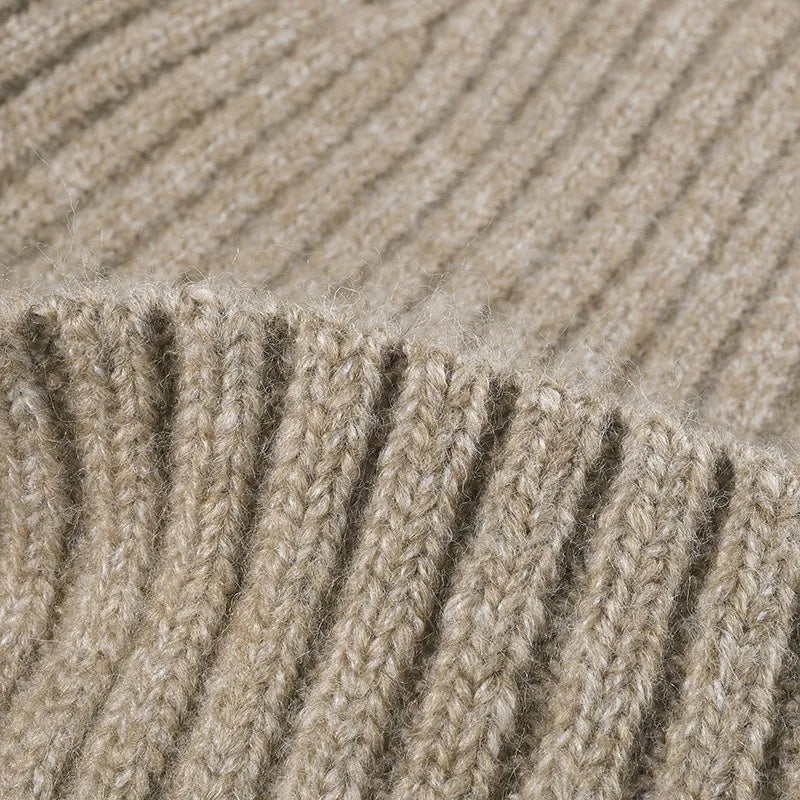 Wool Earflap Beanie – Cotton Wool Blend Thick Knit Hat with Ear Protection for Men & Women