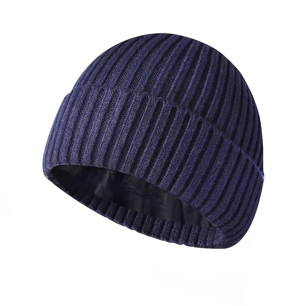Velvet-Lined Beanie – Soft Luxury Knit Winter Hat for Men & Women