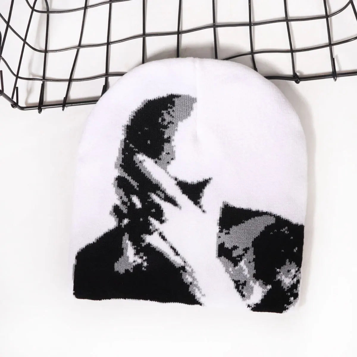 Y2K Goth Harajuku Beanie – Animal Print Acrylic Knit Hat for Men & Women