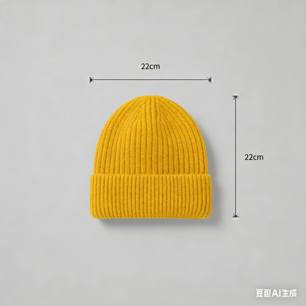 Wool Melon Beanie – Cotton Polyester Warm Knit Skull Cap for Men & Women