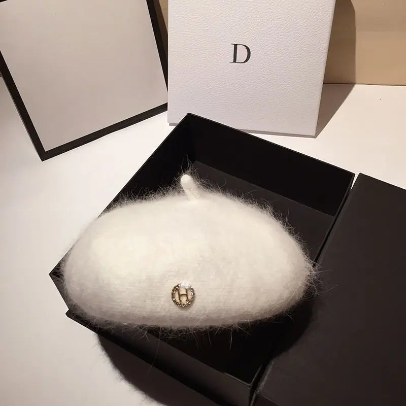 Angora Rabbit Fur Beret