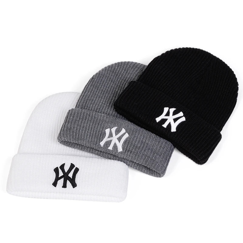 Embroidered Letter Beanie – Monogram Knit Winter Hat for Men & Women