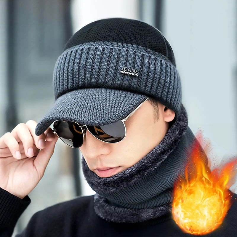 Thick Fleece Acrylic Beanie – Warm Polyester Knit Hat for Men & Women