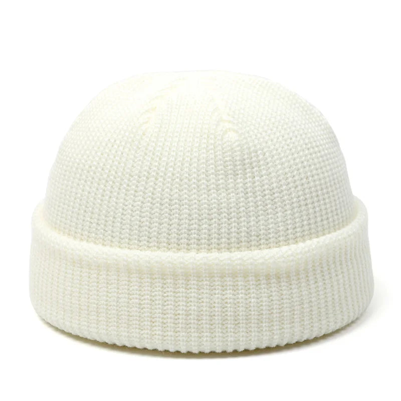 Retro Docker Cap – Polyester Solid Brimless Skullcap for Men & Women