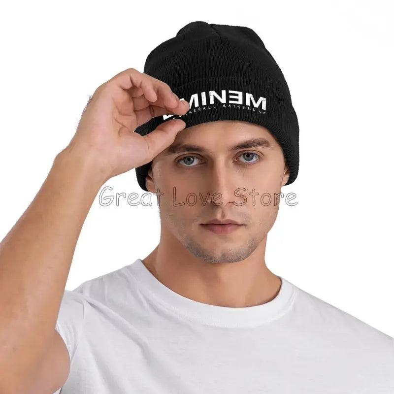 Vintage Rapper Graphic Beanie – 100% Acrylic Soft Knit Hat for Men & Women
