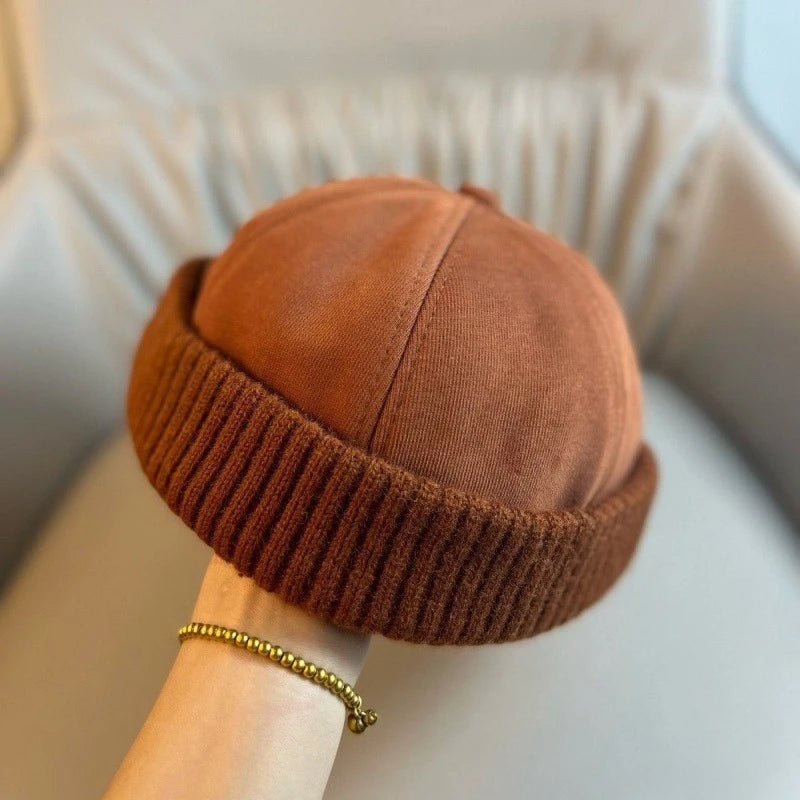 Melon Skin Sailor Beanie – Brimless Casual Street Hat for Men & Women
