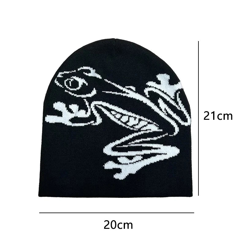 Tree Frog Print Beanie – Stretchy Knit Hat for Outdoor Sports & Streetwear