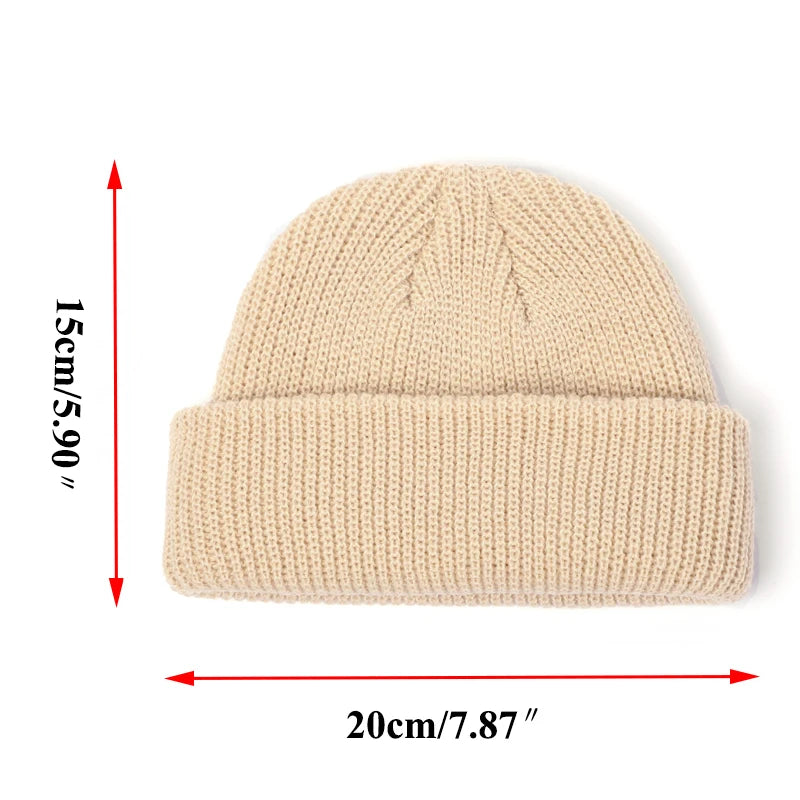 Retro Docker Cap – Polyester Solid Brimless Skullcap for Men & Women