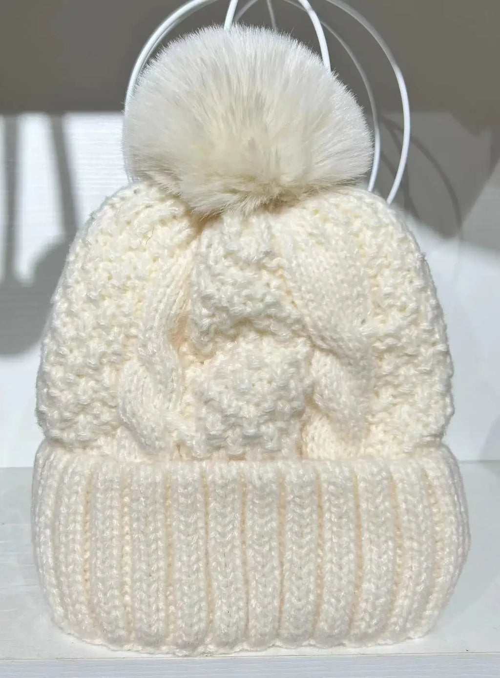 Twist Knit Winter Beanie – Warm Polyester Acrylic Hat for Women