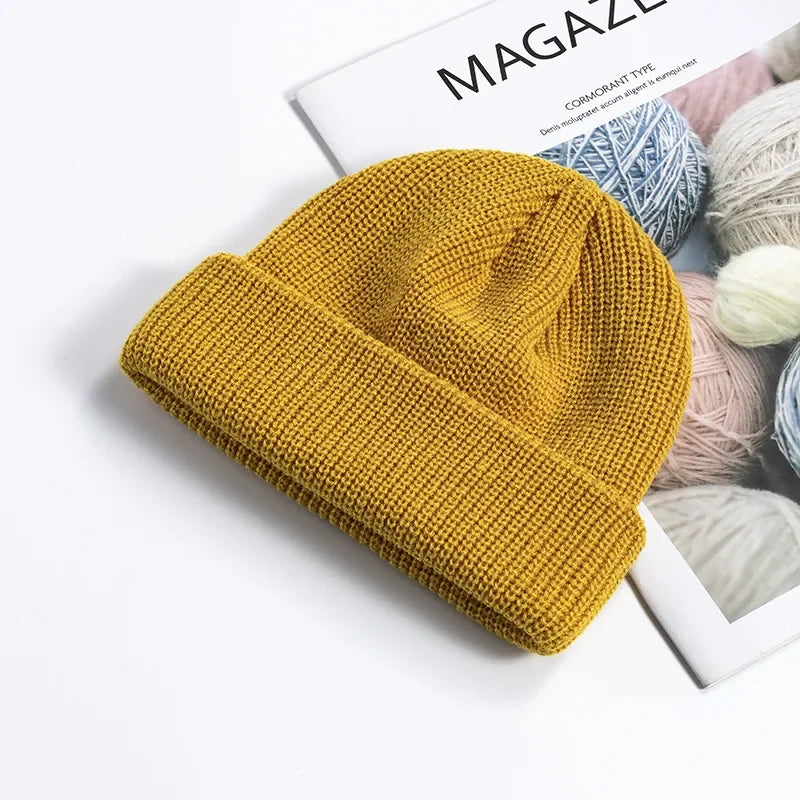 Korean Woolen Guapi Cap – Acrylic Knit Skull Cap for Men & Women
