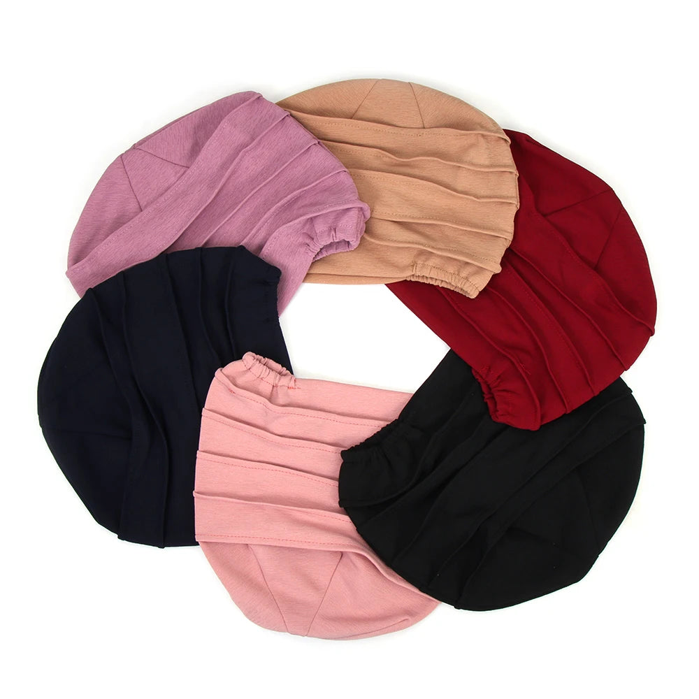 Cotton Slouch Turban Cap – All-Season Solid Knit Hat for Women