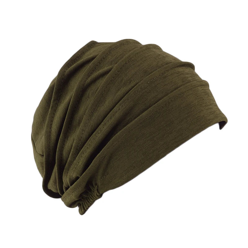 Cotton Slouch Turban Cap – All-Season Solid Knit Hat for Women