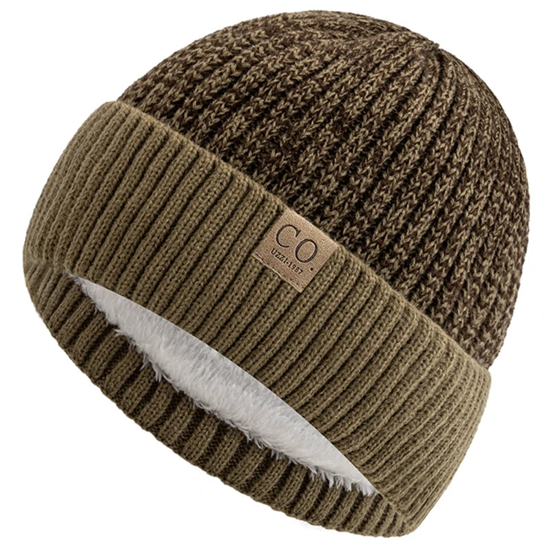 Two-Tone Winter Beanie – Fur-Lined Colour Block Knit Hat for Men & Women