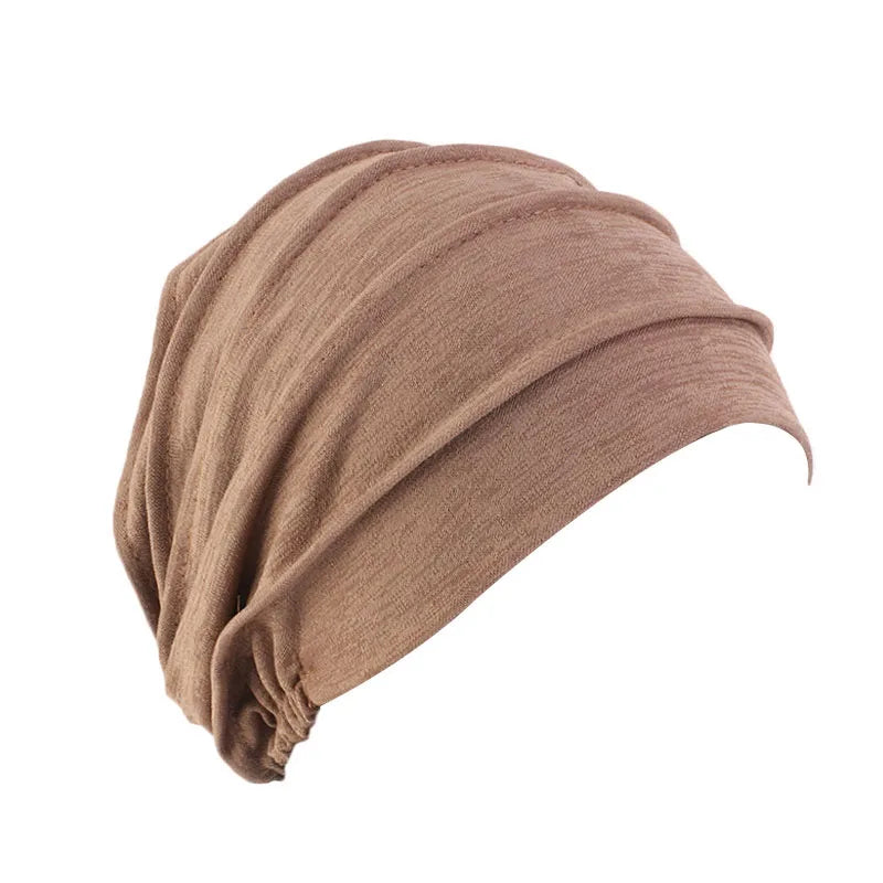 Cotton Slouch Turban Cap – All-Season Solid Knit Hat for Women