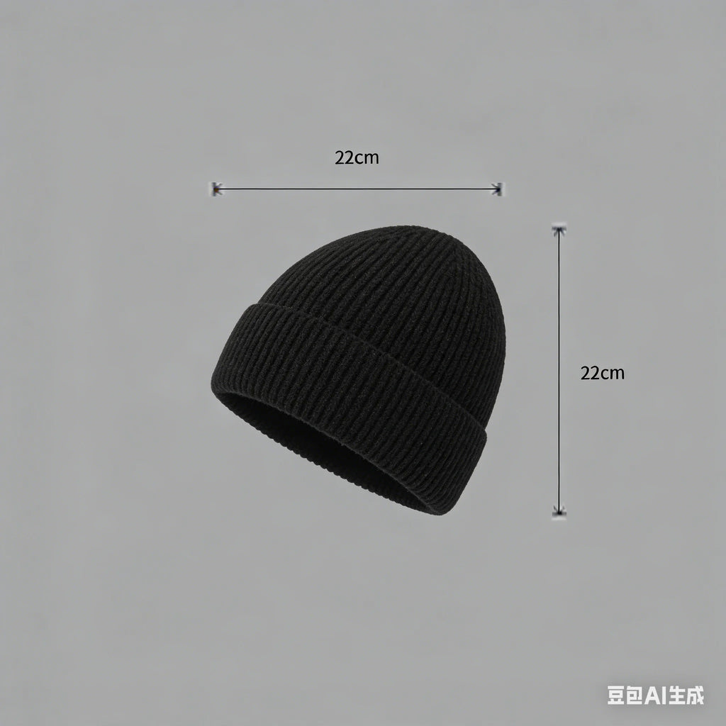 Wool Melon Beanie – Cotton Polyester Warm Knit Skull Cap for Men & Women