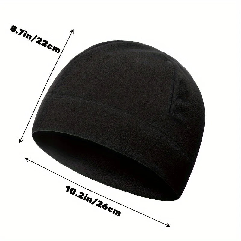 Windproof Fleece Ski Beanie – Polar Fleece Polyester Hat for Skiing & Cycling