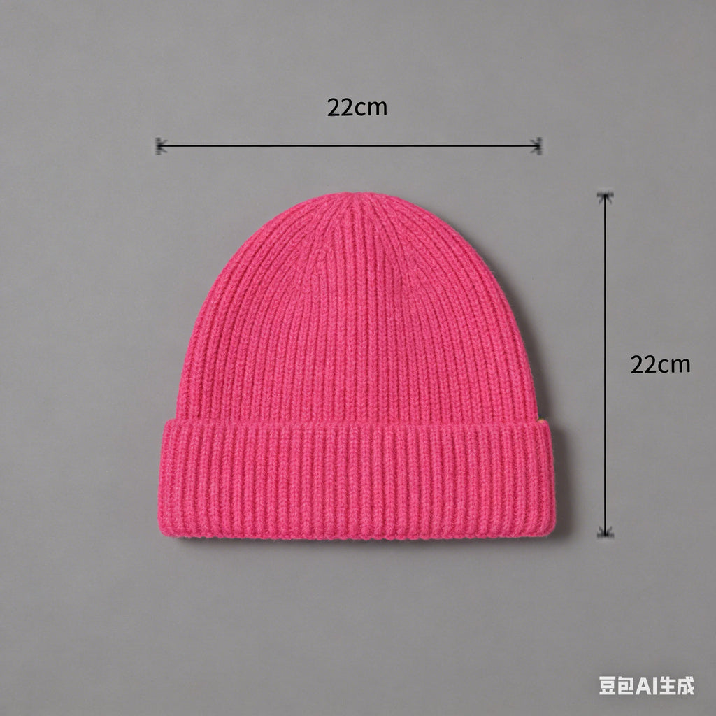 Wool Melon Beanie – Cotton Polyester Warm Knit Skull Cap for Men & Women
