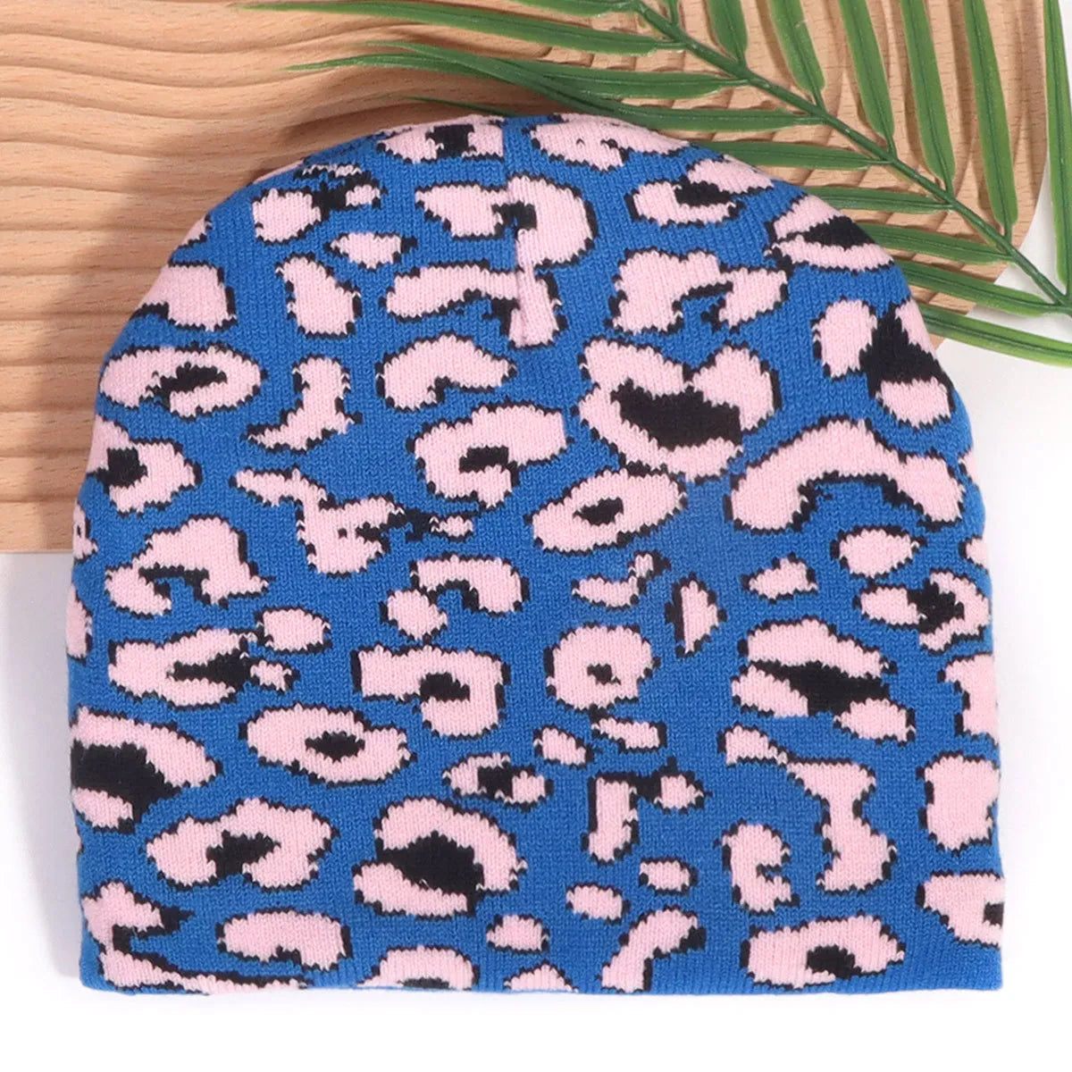 Leopard Print Knit Beanie – Animal Print Acrylic Hat for Men & Women