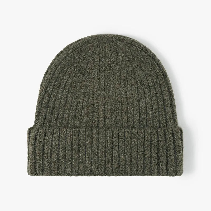 Wool Earflap Beanie – Cotton Wool Blend Thick Knit Hat with Ear Protection for Men & Women