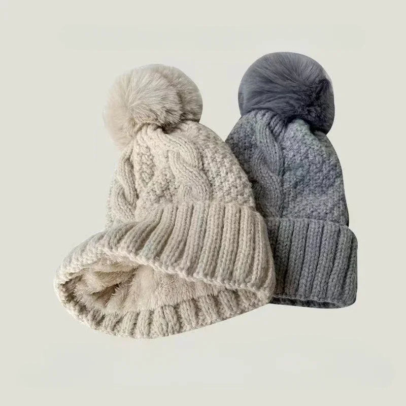 Twist Knit Winter Beanie – Warm Polyester Acrylic Hat for Women
