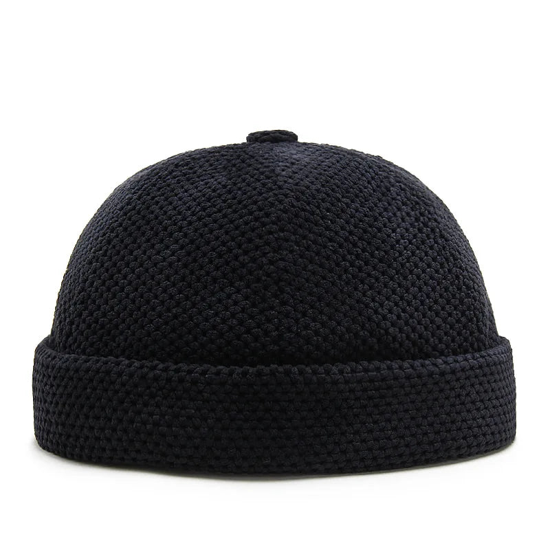Retro Dome Docker Cap – Vintage Cotton Brimless Skullcap for Men & Women