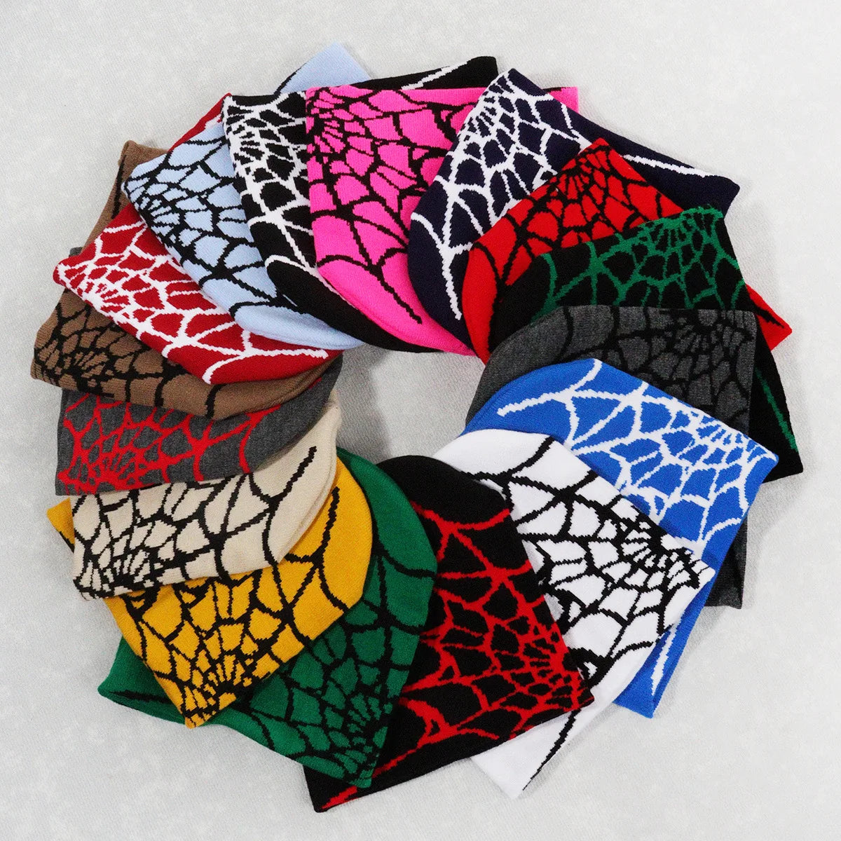 Spider Web Y2K Goth Beanie – Dark Aesthetic Knit Hat for Women & Men