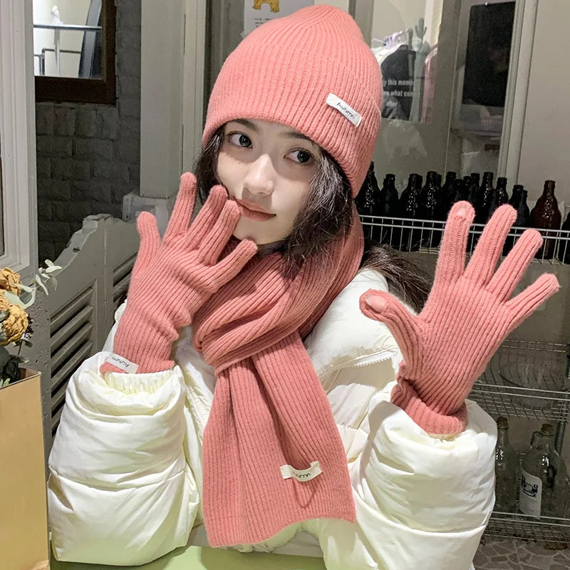 Beanie, Scarf & Gloves Set – Acrylic Blend 3-Piece Winter Accessory Set for Men & Women