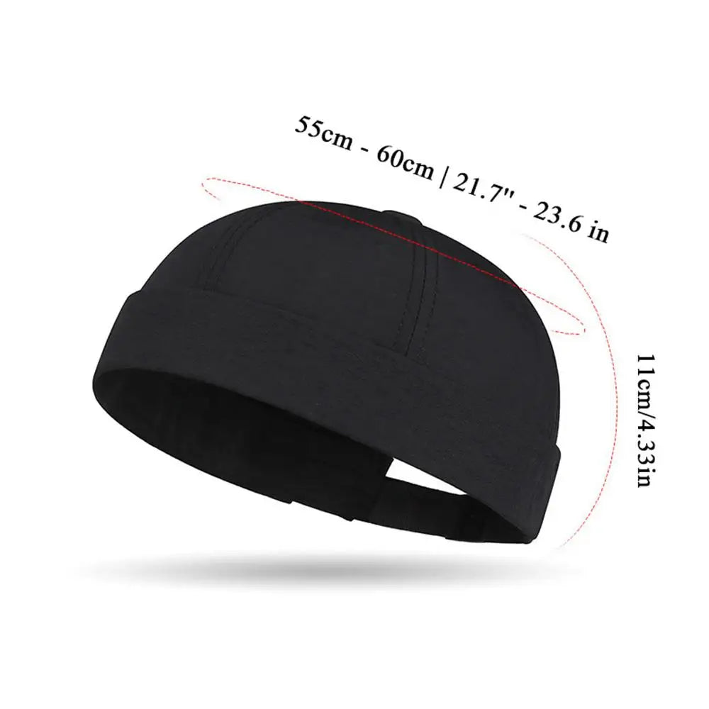 Solid Color Docker Cap – Quick-Dry Cotton Polyester Brimless Hat for Men & Women
