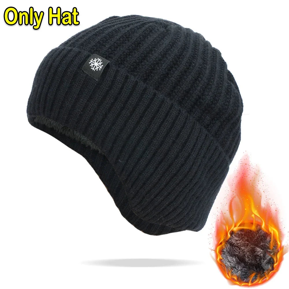 Fur-Lined Bomber Beanie – Rayon Acrylic Thick Plush Ear Protection Knit Hat for Women