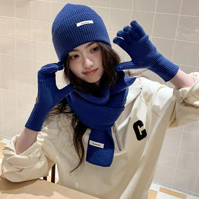 Beanie, Scarf & Gloves Set – Acrylic Blend 3-Piece Winter Accessory Set for Men & Women